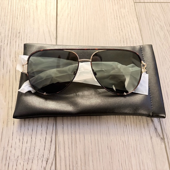 Quay High Key Twist Aviator Sunglasses Dark Tortoise / Green main image 5